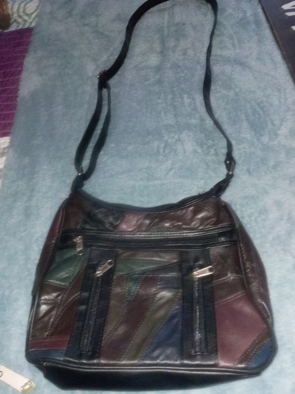Multi-Color Patchwork Leather Vintage Crossbody Shoulder Bag